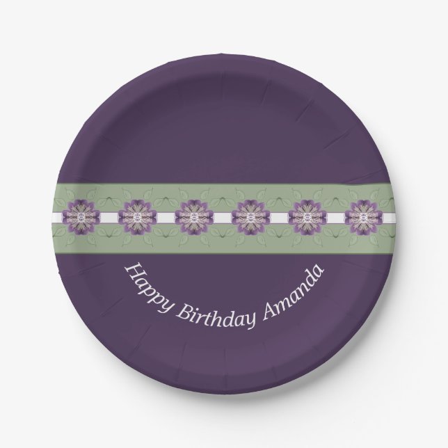 Prato De Papel Placas De Papel Floral Puro Escuro (Frente)