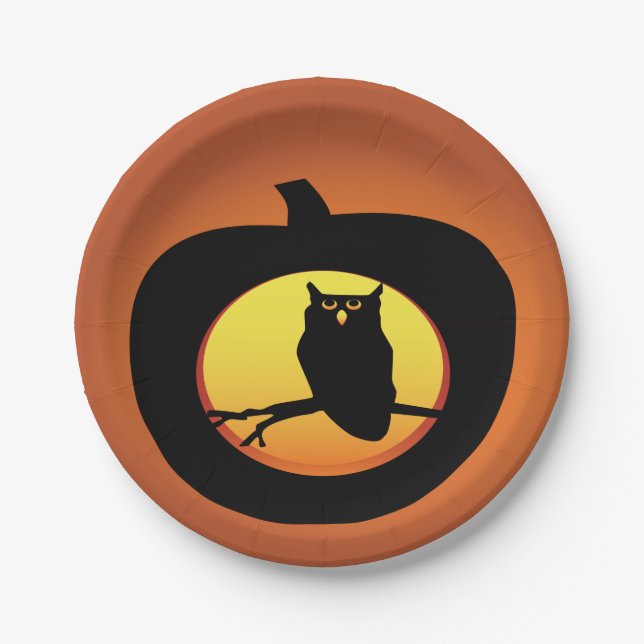 Prato De Papel Placas de papel Halloween Owl (Frente)