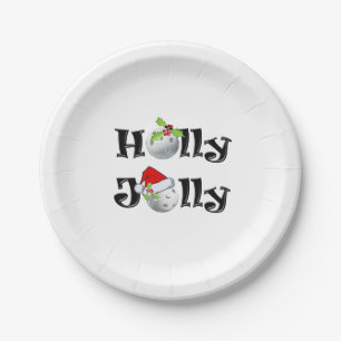 Prato De Papel Placas de papel Holly Jolly Pickleball