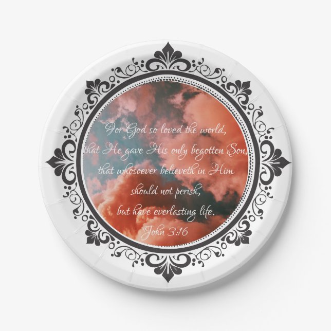 Prato De Papel Placas de papel John 3:16 (Frente)