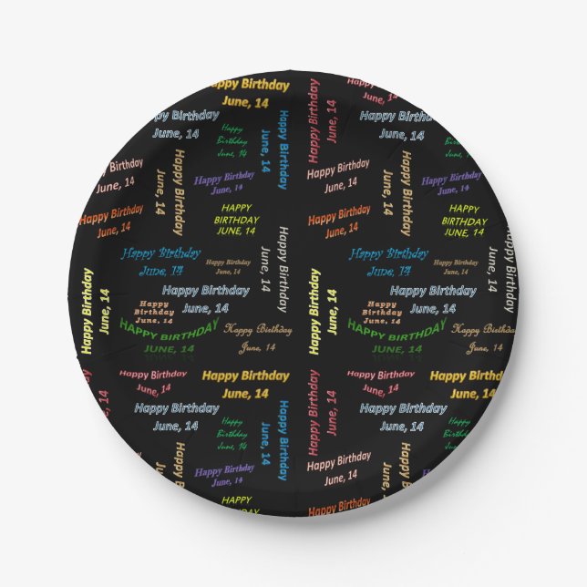 Prato De Papel Placas de Papel junho, 14 de aniversário (Frente)