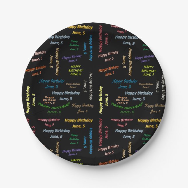 Prato De Papel Placas de Papel junho, 5 de aniversário (Frente)