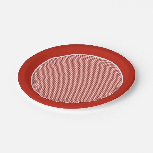 Prato De Papel Placas De Papel Laranja Gingham-Russo (Inclinado)