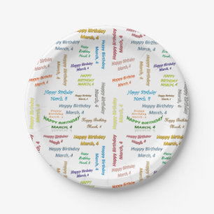 Prato De Papel Placas de papel março, 4 de aniversário