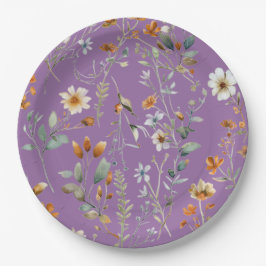 Prato De Papel Placas de papel moderno de flor silvestre púrpura