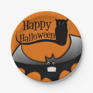 Prato De Papel Placas de papel no Halloween, Feliz Halloween