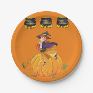 Prato De Papel Placas de papel no Halloween, Feliz Halloween