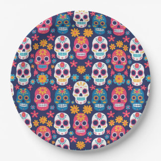 Prato De Papel Placas de papel padrão do Dia de Los Muertos