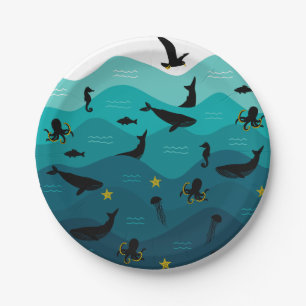 Prato De Papel Placas de papel para animais marinhos