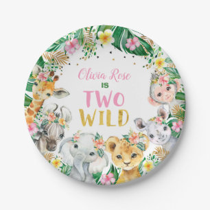 Prato De Papel Placas de papel para animais Safari da Garota Selv