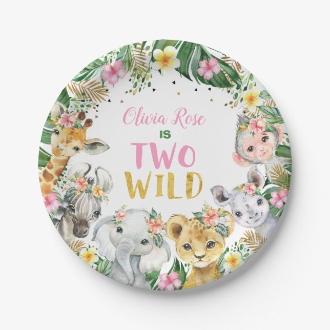Prato De Papel Placas de papel para animais Safari da Garota Selv (Frente)