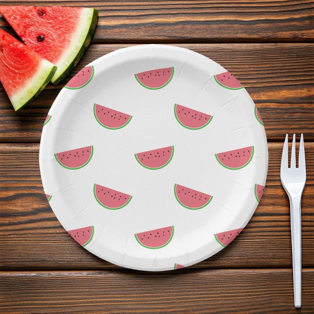 Prato De Papel Placas de papel para as fatias de melancia (Fun watermelon paper plates for your summer parties)