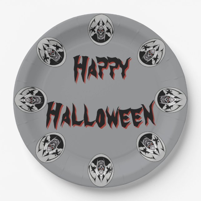 Prato De Papel Placas de papel para as festas do Dia das Bruxas d (Frente)