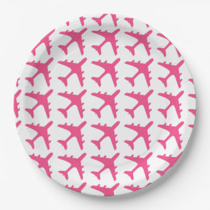 Prato De Papel Placas de papel para aviões brancos, cor-de-rosa