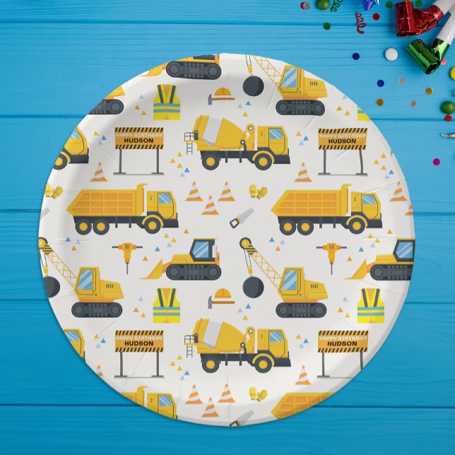 Prato De Papel Placas de papel para Festa de aniversário de const (Construction Birthday Party Paper Plates)