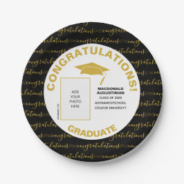 Prato De Papel Placas de papel para fotos do Formando Dourado Ele