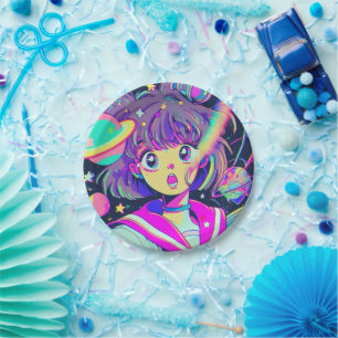 Prato De Papel Placas de papel para garotas de animação Kawaii