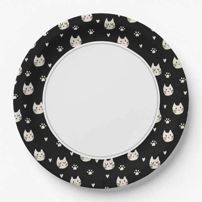 Prato De Papel Placas de papel para Gatinhos brancos (Frente)