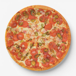 Prato De Papel Placas de papel para pizza de pepperoni e queijo