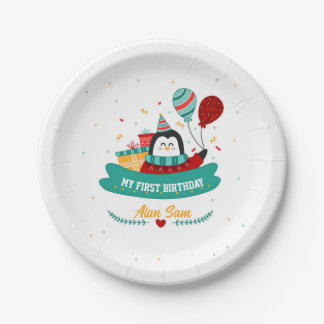 Prato De Papel Placas de papel para primeiro aniversario de pingu