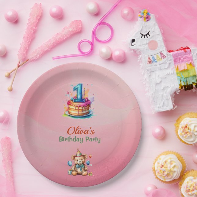 Prato De Papel Placas de papel para primeiro aniversario de Ursos (Festa)