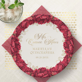 Prato De Papel Placas de papel para quinceanera vermelhos