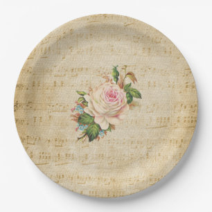 Prato De Papel Placas de papel para Rosa de notas musicais em fol