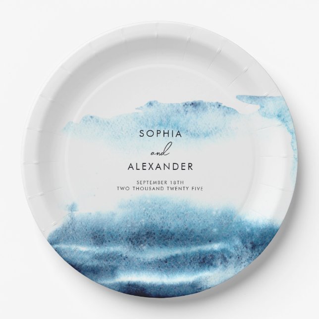 Prato De Papel Placas de papel para um casamento moderno. (Frente)