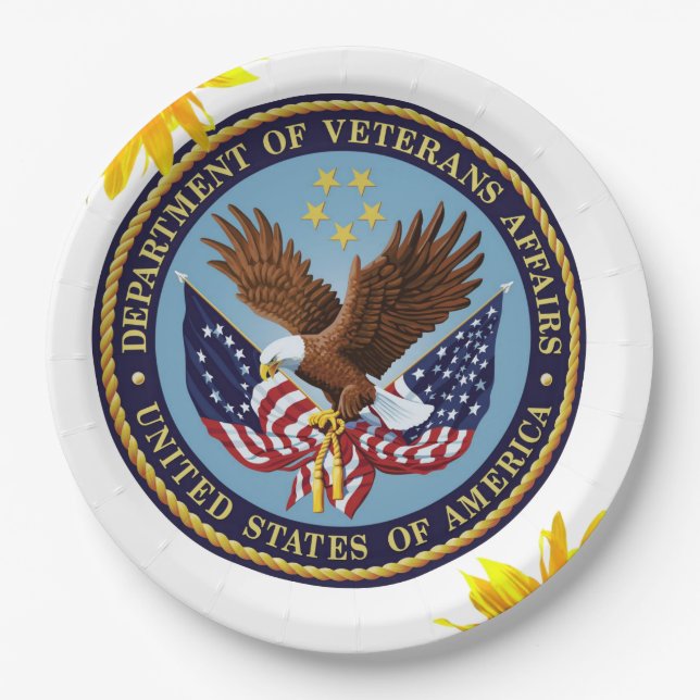 Prato De Papel Placas de papel para veteranos de girassol (Frente)