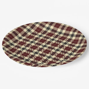 Prato De Papel Placas de papel para Xadrez de Borgonha e Tartan P