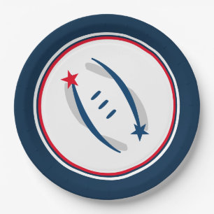 Prato De Papel Placas de papel Patriot Blue/Red/White Football 9"