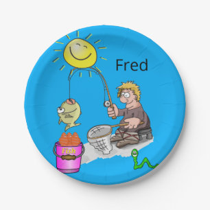 Prato De Papel Placas de papel, Peixe-Pescador, Azul