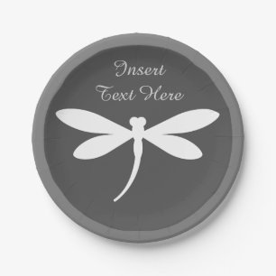 Prato De Papel Placas de papel personalizadas do Dragonfly - Mono