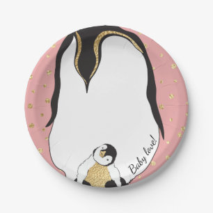 Prato De Papel Placas de papel "Pinguins Dourados para bebês e M