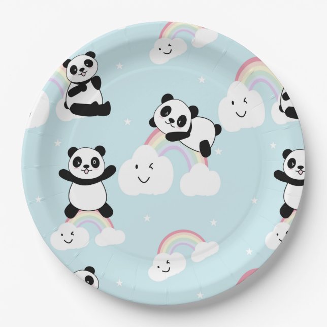 Prato De Papel Placas de papel Rainbow Panda (Frente)