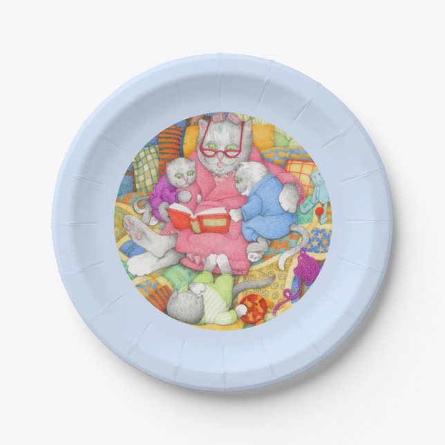 Prato De Papel Placas de papel redondas de 7 pol. de HISTÓRIA BED (Frente)