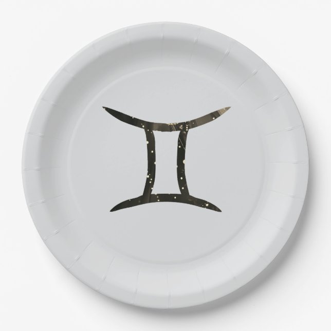 Prato De Papel Placas de papel redondas do Gemini Party 9" (Frente)