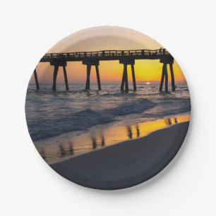 Prato De Papel Placas de papel reflexões sunset da cidade do Pana