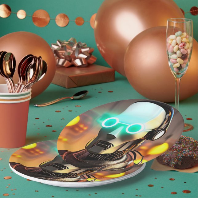 Prato De Papel Placas de papel robô 2 grandes (Múltiplo)