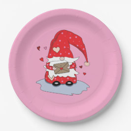 Prato De Papel Placas de papel rosa com gnomo vermelho