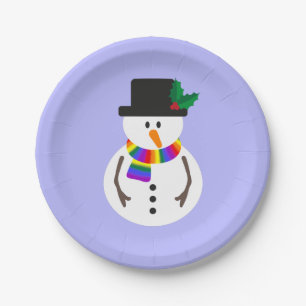 Prato De Papel Placas de papel Snowman do Orgulho LGBT+