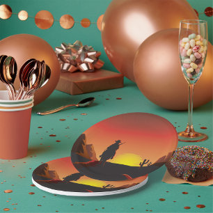 Prato De Papel Placas de papel Sunset Cowboy