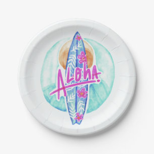 Prato De Papel Placas de papel Surfer Hawaias Aloha
