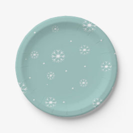 Prato De Papel Placas De Papel Teal Snowflake