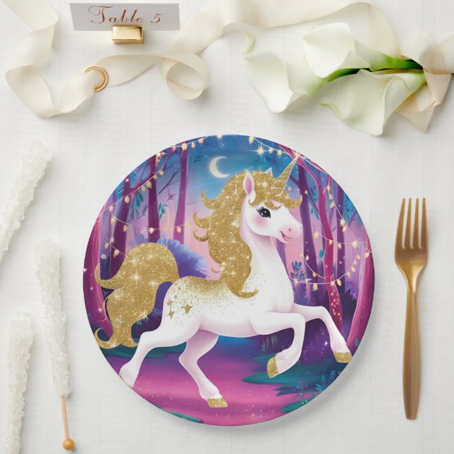 Prato De Papel Placas de papel Unicorn (Casamento)
