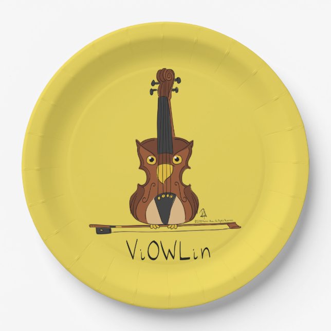 Prato De Papel Placas de papel ViOWLin Violin Owl (Frente)