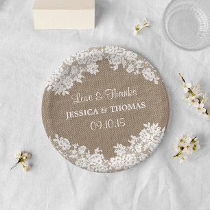 Prato De Papel Placas de papel Wedding de serapilheira rústica &