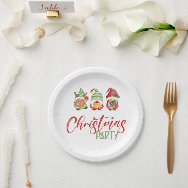 Prato De Papel Placas de Papelão de Natal do Gnomo (Casamento)