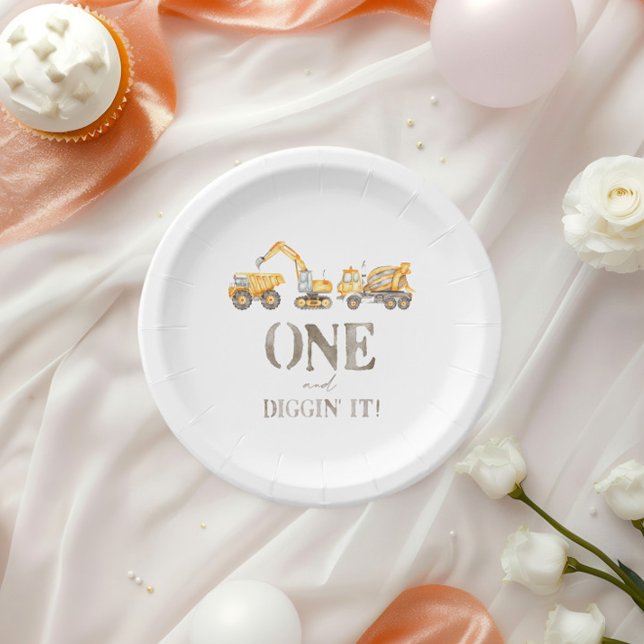 Prato De Papel Placas de Partes de primeiro aniversario de Constr (Criador carregado)