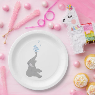 Prato De Papel Placas de Partido para Chás Elefantes de Cinza Mín